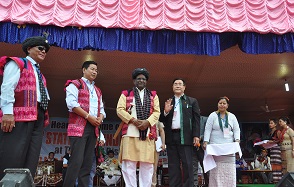 The Governor of Arunachal Pradesh Shri V. Shanmuganathan in Mishmi Attire on the 5th  indigenous Youth Festival at Tezu, Lohit District on 4th November 2016.